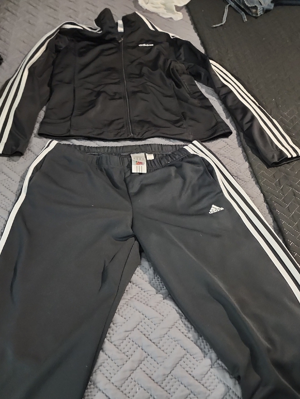 Adidas CAPRI Black Track Jacket & Pants Set with White Stripes